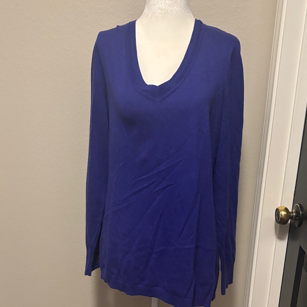 Talbots Royal Blue Long Sleeve V-Neck Top